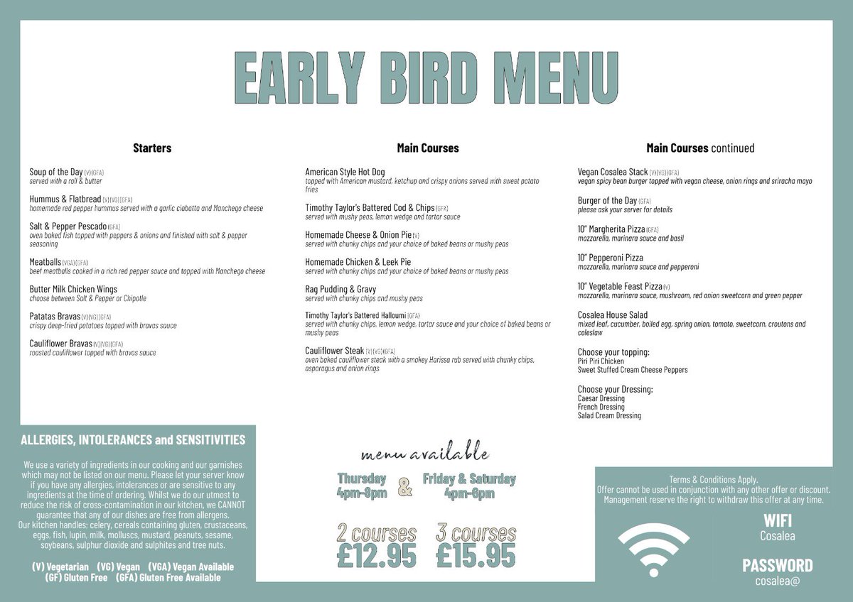 CosaleaWalshaw's tweet photo. Don't miss out on the worm! Book in for our early bird offer this weekend
#earlybirdmenu #Bury #Walshaw #Tottington #Manchester #dinner #discount #foodie #yum #delicious #tasty #eats #restaurant #dining #specials #offer #limitedtime #happyhour #drinks #cocktails https://t.co/Q1bra7YK6f