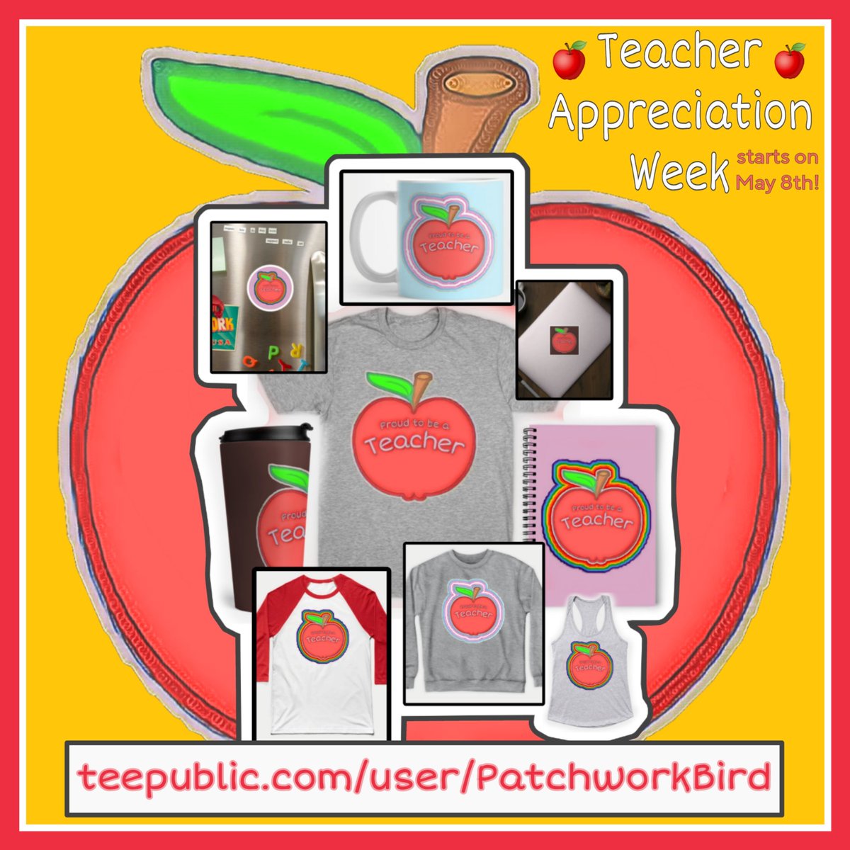 🍏🍎🍏🍎🍏 May 8th kicks off teacher appreciation week! 

#TeacherAppreciationWeek2023 #teachersmakeadifference #supporteducators #proudteacherhere #teachersareawesome #thankyouteachersforallyoudo #teachergiftideas #momowned  #patchworkbird #mke