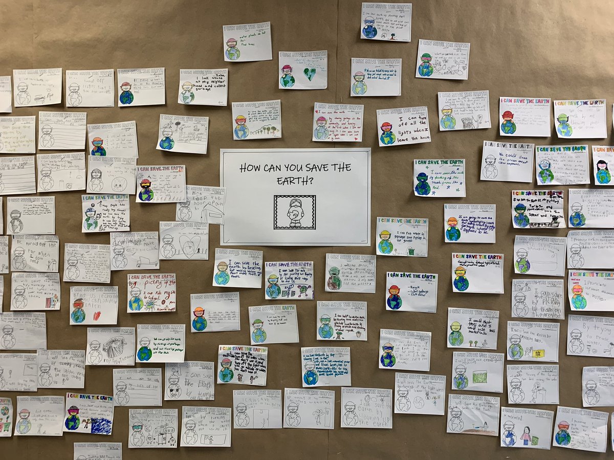 msjanepark's tweet photo. Miigwech to our Earth! Happy Earth Day! School wide pledges: What can we do to help our Earth stay healthy? How can you save the Earth? @tdsb @UIEC_Tdsb @EcoSchoolsTDSB @EarthDay @TDSBLibrary @crestviewcomet @LC2_TDSB #tdsbkindergarten https://t.co/BrLUxFIPEn