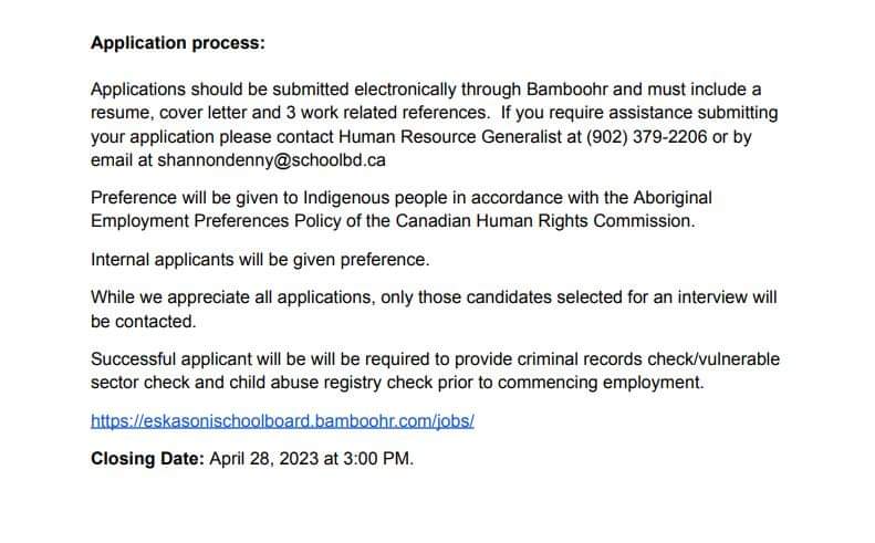 Employment Opportunity - School Social Worker

Applications close April 28th at 3:00PM.