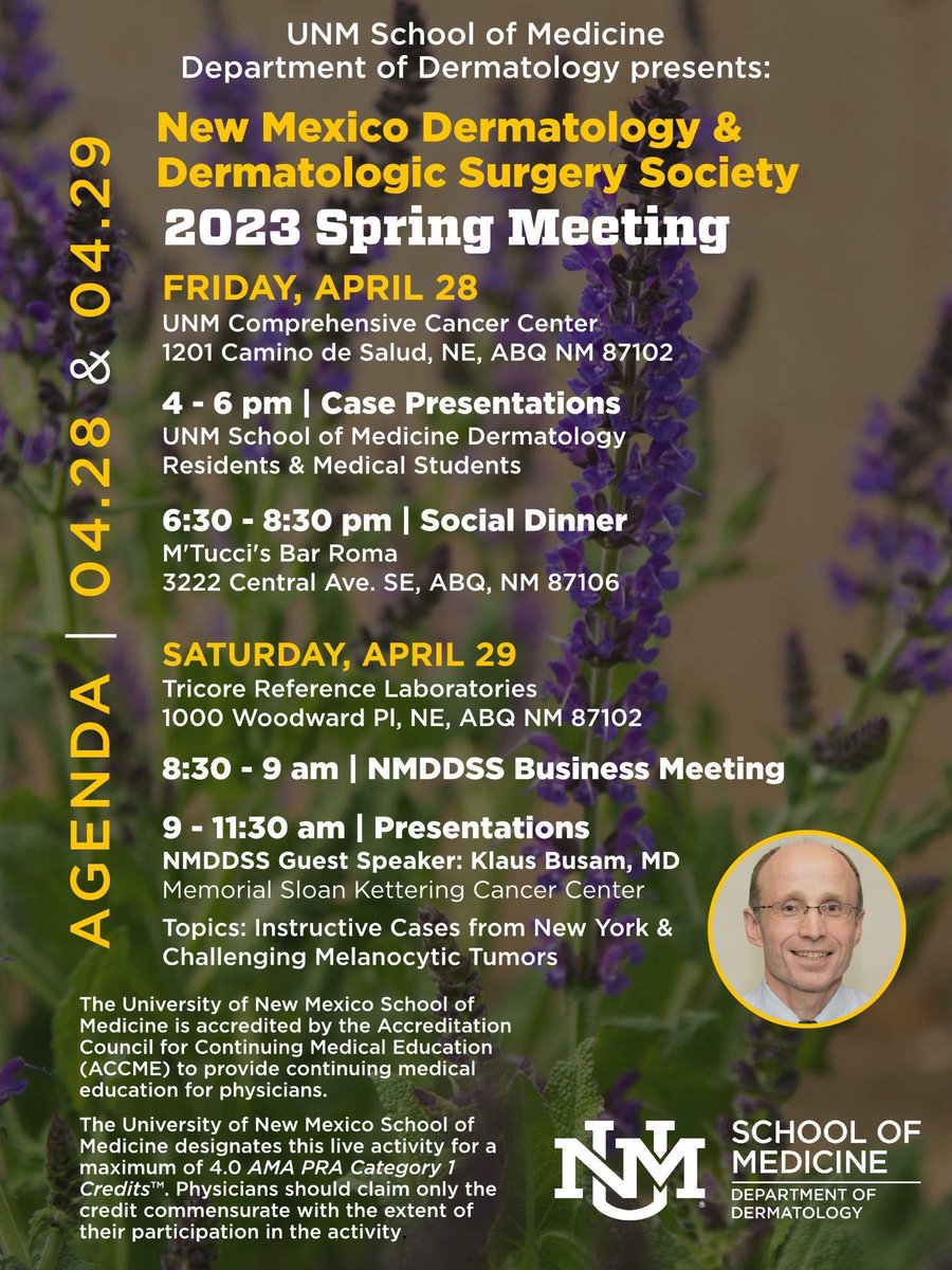 UNMDermatology's tweet photo. Join us for a great meeting with our guest lecturer, Dr Klaus Busam, and presentations by our amazing residents and medical students! ⁦@UNMHSC⁩ ⁦⁦@joannafair1⁩ ⁦@ns_barbosa⁩ ⁦@confocalist⁩ ⁦@CyrelleMD⁩ ⁦⁦@ealtmanmd⁩ ⁦@AADmember⁩ https://t.co/6Q5Ik5svX0