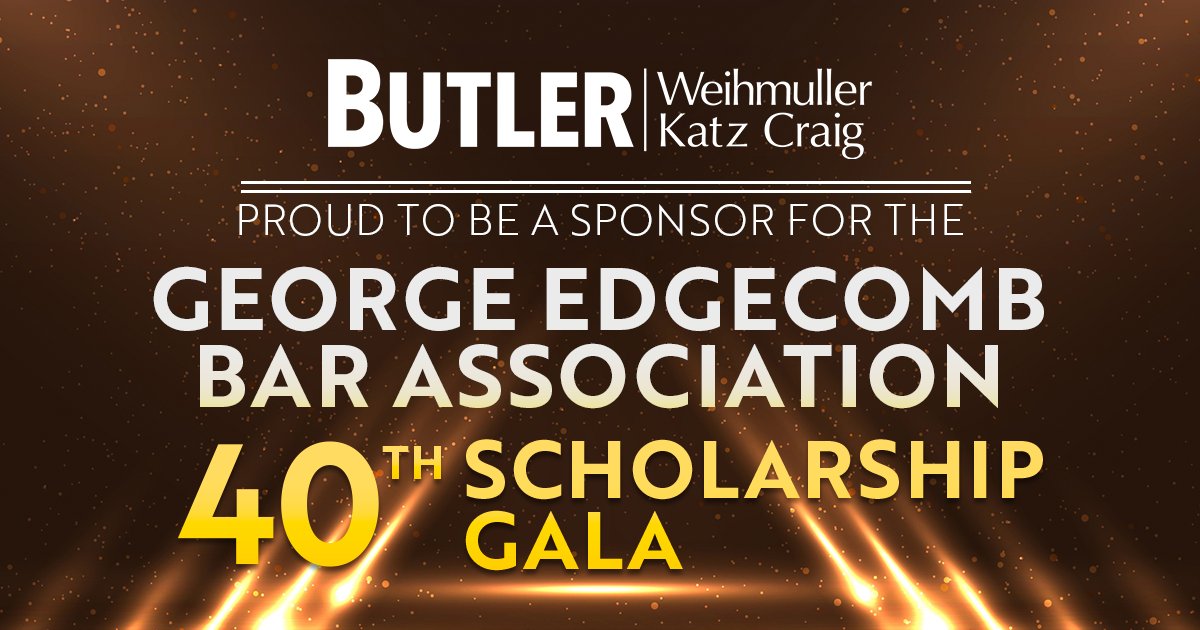_ButlerLegal's tweet image. We are proud to be a sponsor for the George Edgecomb Bar Association's 40th Scholarship Gala. Learn more: butler.legal/butler-sponsor…
#ButlerLegal #GEBA #scholarship
