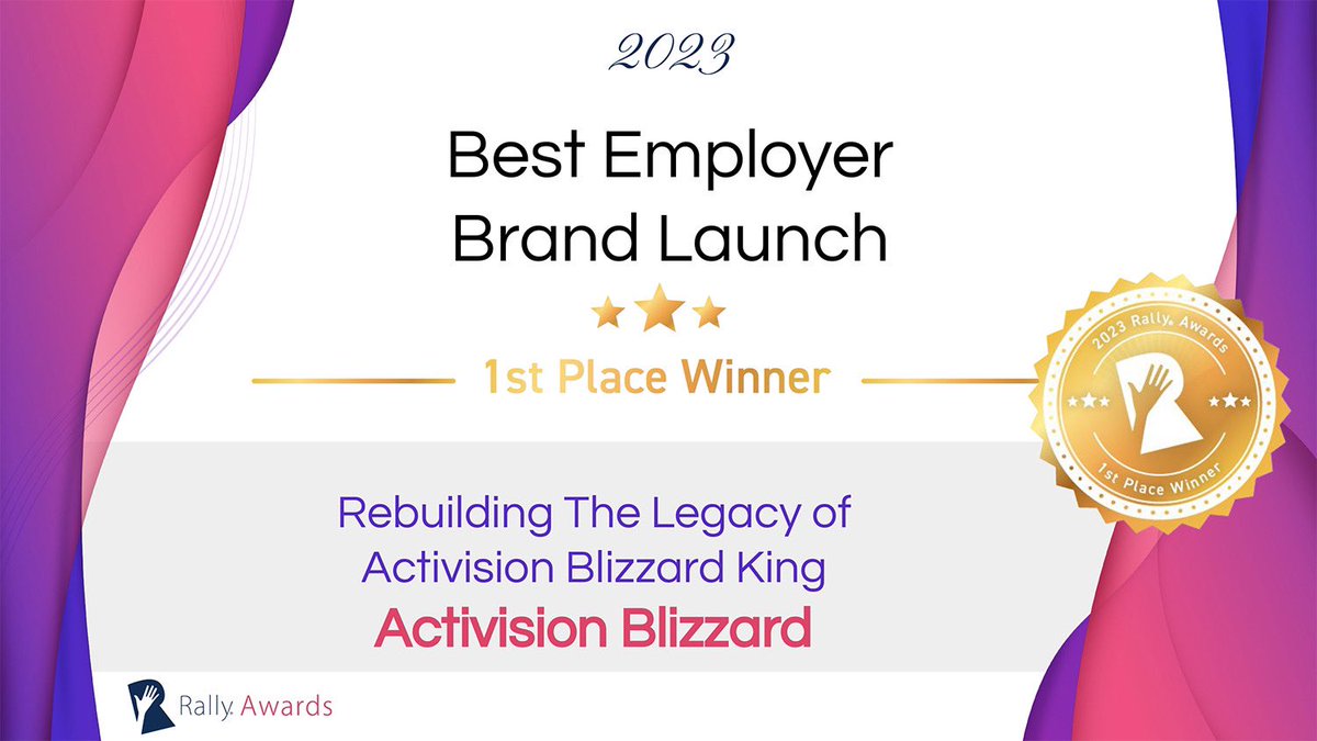 What a week, Activision Blizzard won two categories at the Rally Awards last night - beyond proud of the team! <a href="/ArinGoldsmith/">Arin Goldsmith</a> <a href="/TalentBrandBri/">Briana Lebel</a> @danniburkard <a href="/shawnmbarnett/">Shawn Barnett</a>