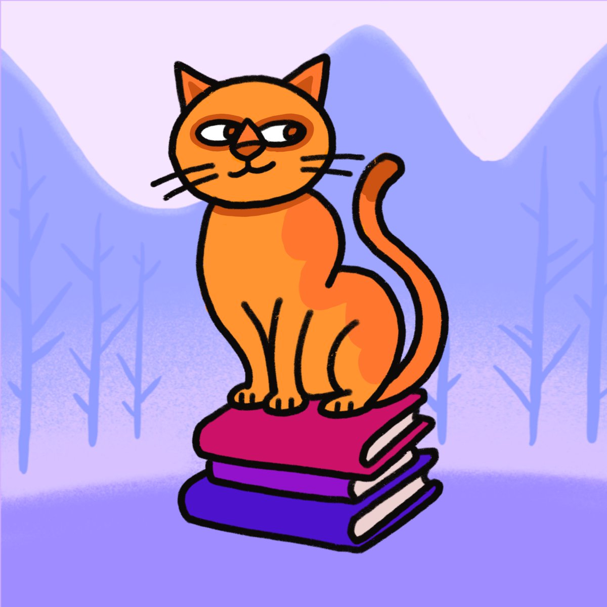 PaulGilligan10's tweet photo. Cat I made for #marmaladebooks of their #mascot. Any other #bookstores have mascots they would like me to draw in my #plutorocket style? Let me know! I'm game! https://t.co/OtUdPpGE89