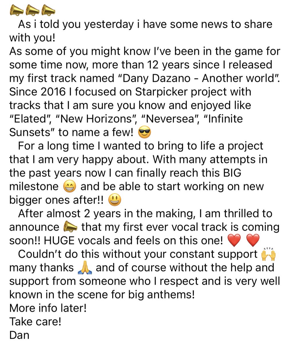 News coming your way! 😃#starpickermusic #trance #trancefamily #dance #vocaltrance