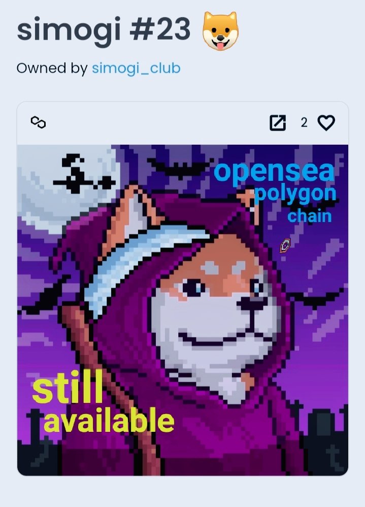 simogi_club🐶
STILL AVAILABLE👿
simogi #32

🔹Link
      Powered on opensea:
opensea.io/assets/matic/0…

#NFTs
#NFTCommunity
#NFTshilling #NFTsales #idnft #gadogadonft #GlitchGang