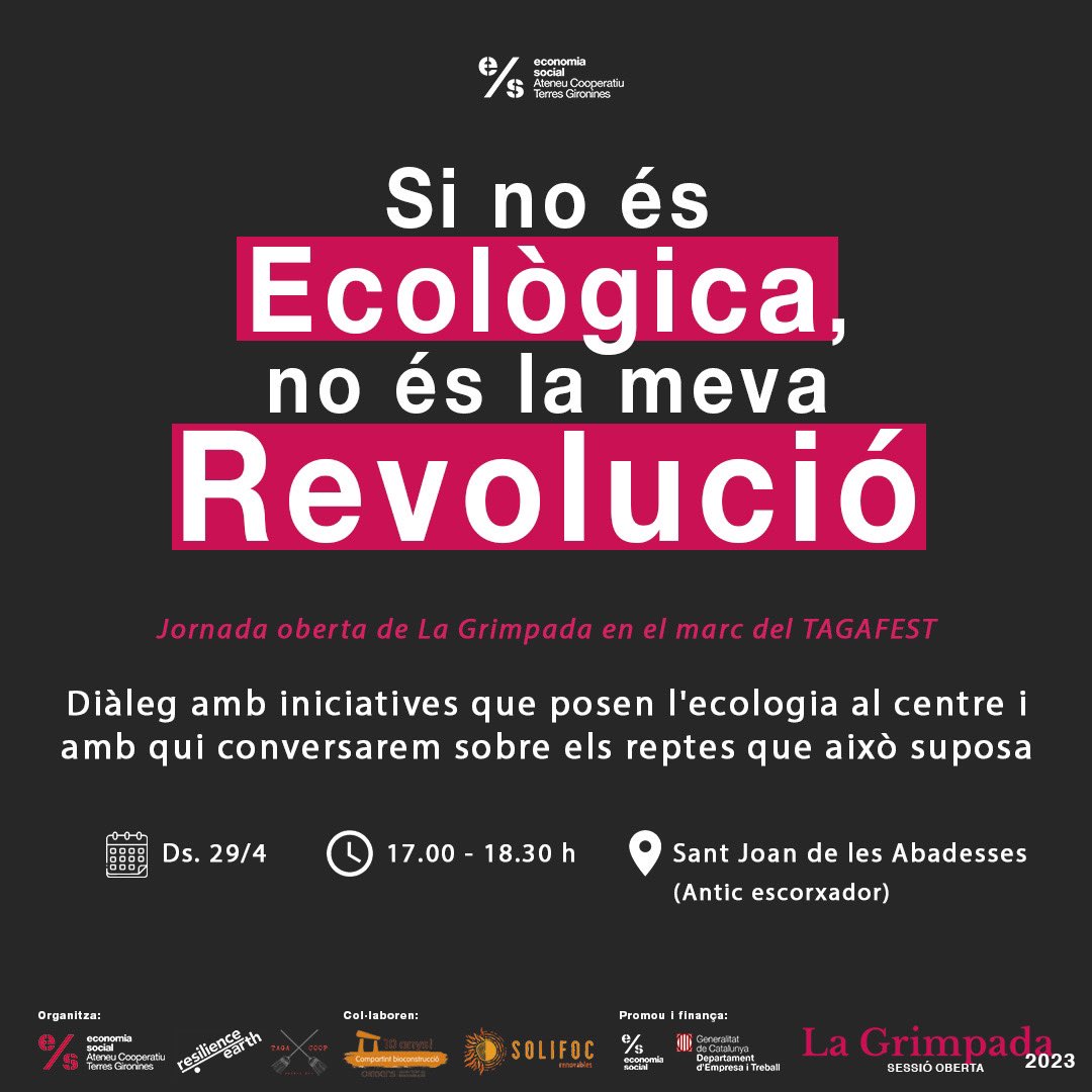 ateneucoopgi's tweet photo. Dissabte vinent arriba el #TagaFest un festival d'Economia Social i molta rauxa! I nosaltres hi tenim una activitat programada de 17 a 18.30h 🔥 un diàleg amb @la_tagacoop @EscolaORIGENS i #SoliFocEnergia [OBRIM FIL] https://t.co/vzawx6zA5H