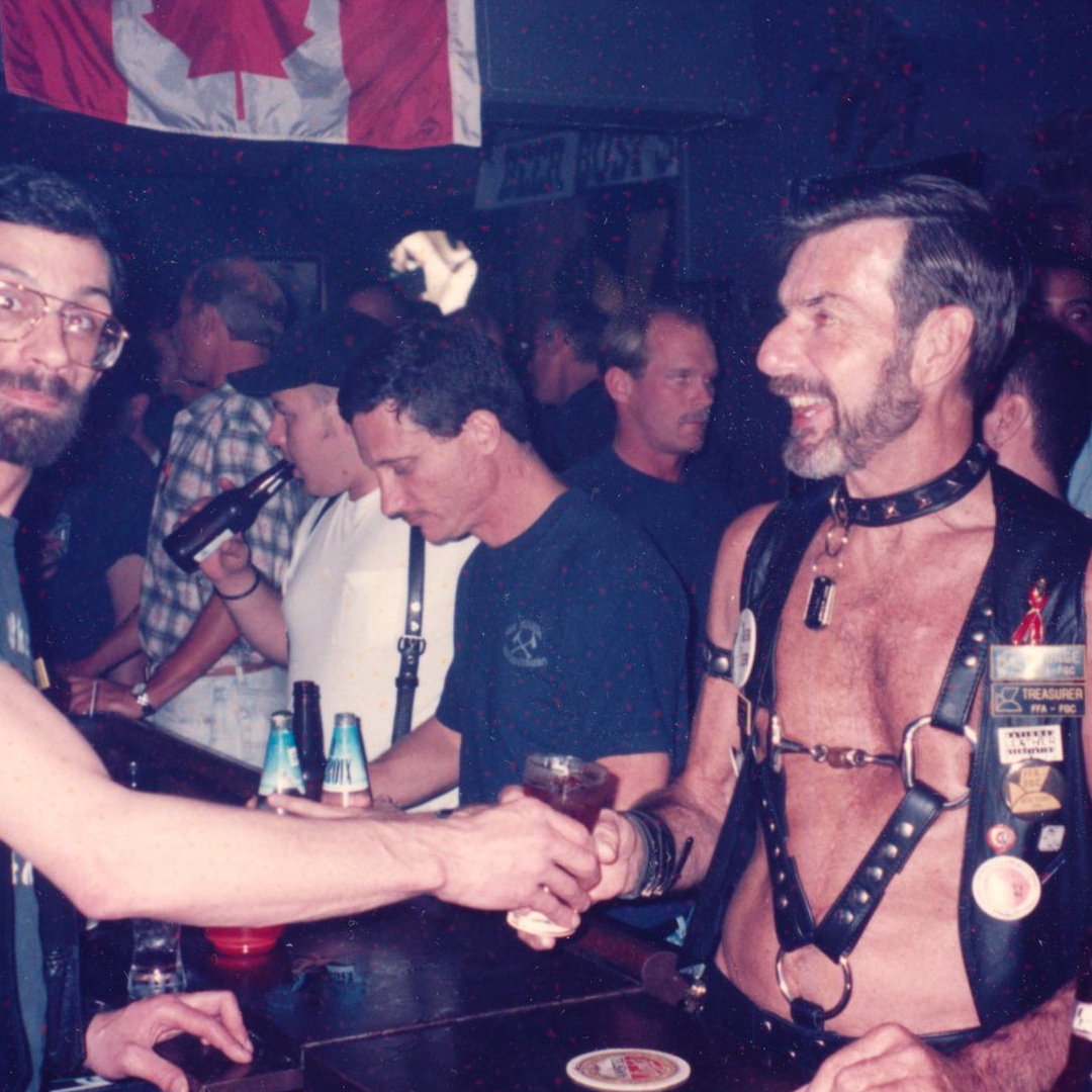 George Csabon (right) opened The Ramrod in Fort Lauderdale in 1994. Photo from the Eric Lawrence collection at the @leatherarchives. #FloridaHistory #LGBTFlorida #LeatherBars