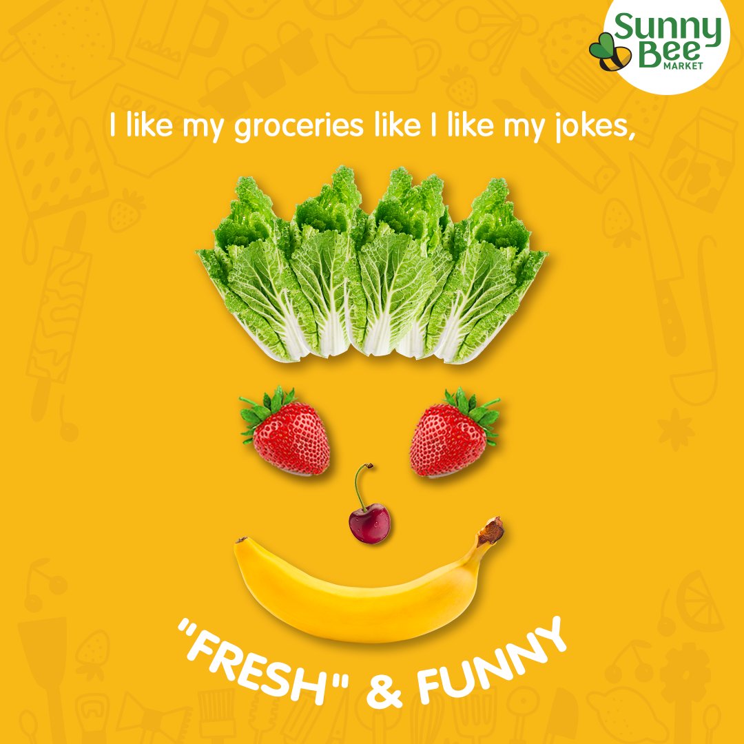 Grocery should be FRESH &amp; FUNNY, just like jokes! Get fresh and affordable groceries at SunnyBee, your one-stop shop for the freshest produce.  Head to our store today!   #SunnyBeeMarket #GatheringGoodness #RedefiningRetail #GroceryShopping #FreshProduce #Essentials #Grocery