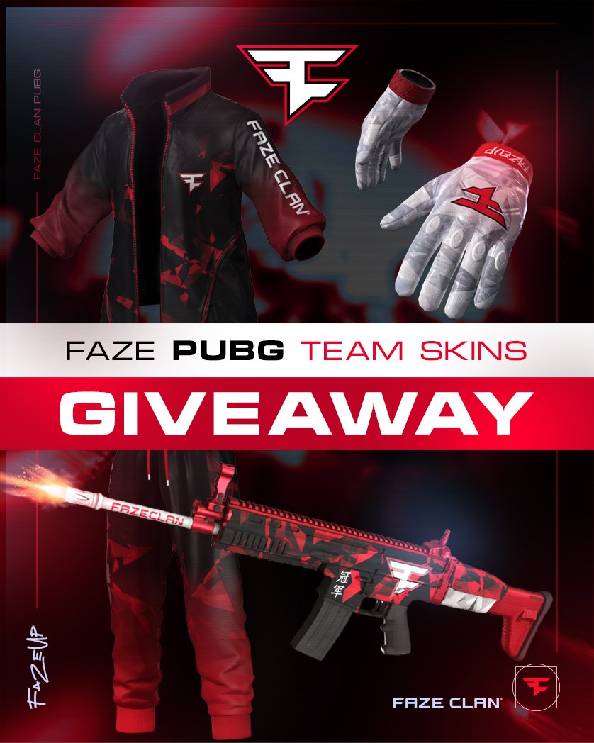 🚨 FAZE PUBG TEAM SKIN GIVEAWAY 🚨

Want your hands on our new PUBG Team Skin?

Just RT this tweet and reply with #FaZeUp for your chance to win!
