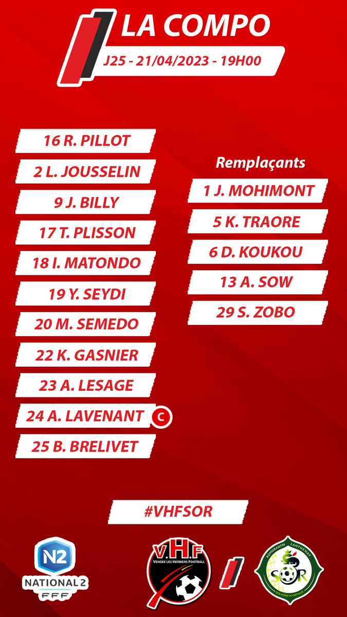 VHFootOfficiel's tweet photo. [#VHFSOR] 👀Voici la composition du #VHF ⤵️ 🔥 https://t.co/bbl1j1pyI6