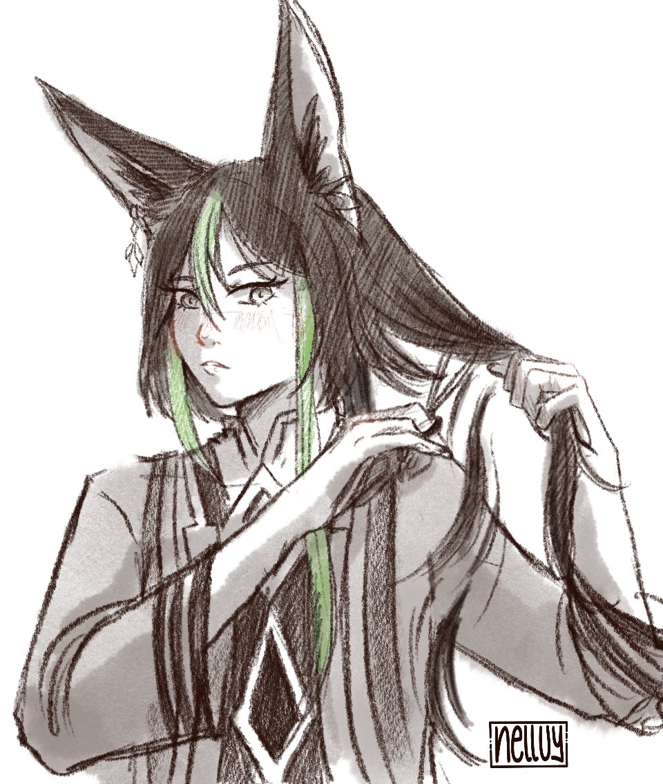 As I was saying… Tighnari definitely cut his own hair during his last akademiya years. 
#Genshinfanart #Tighnari #rkgk #GenshinImapct #原神