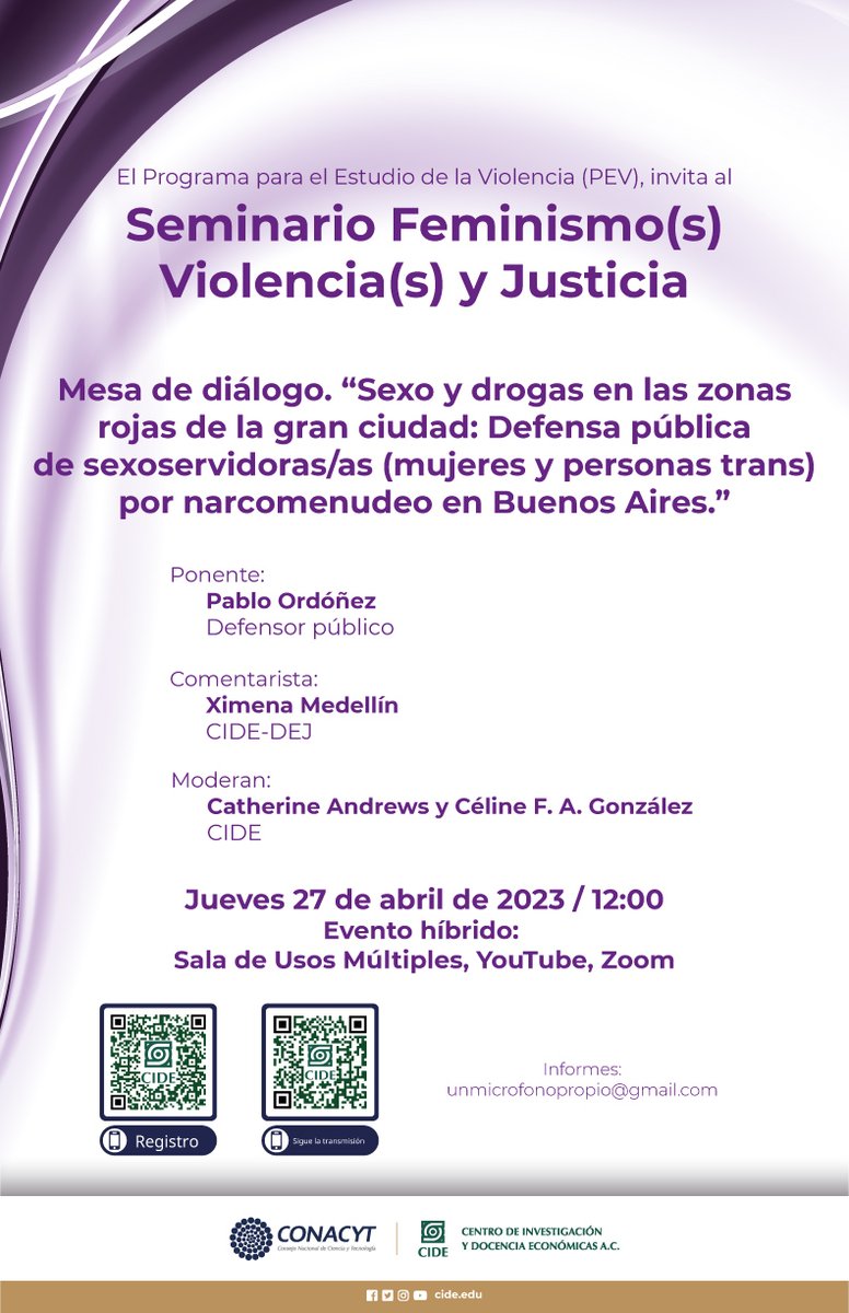CIDE_MX's tweet photo. #AgendaCIDE | El #PEVCIDE te invita a la mesa de diálogo "Sexo y drogas en las zonas rojas de la gran ciudad".
🗓️ 27 de abril | 12:00 horas
📍 Sala de Usos Múltiples
📺 Transmisión: https://t.co/gaxf3Gkbaq
👉 Registro zoom: https://t.co/99GMZAaSDh https://t.co/ui37zBCZG0