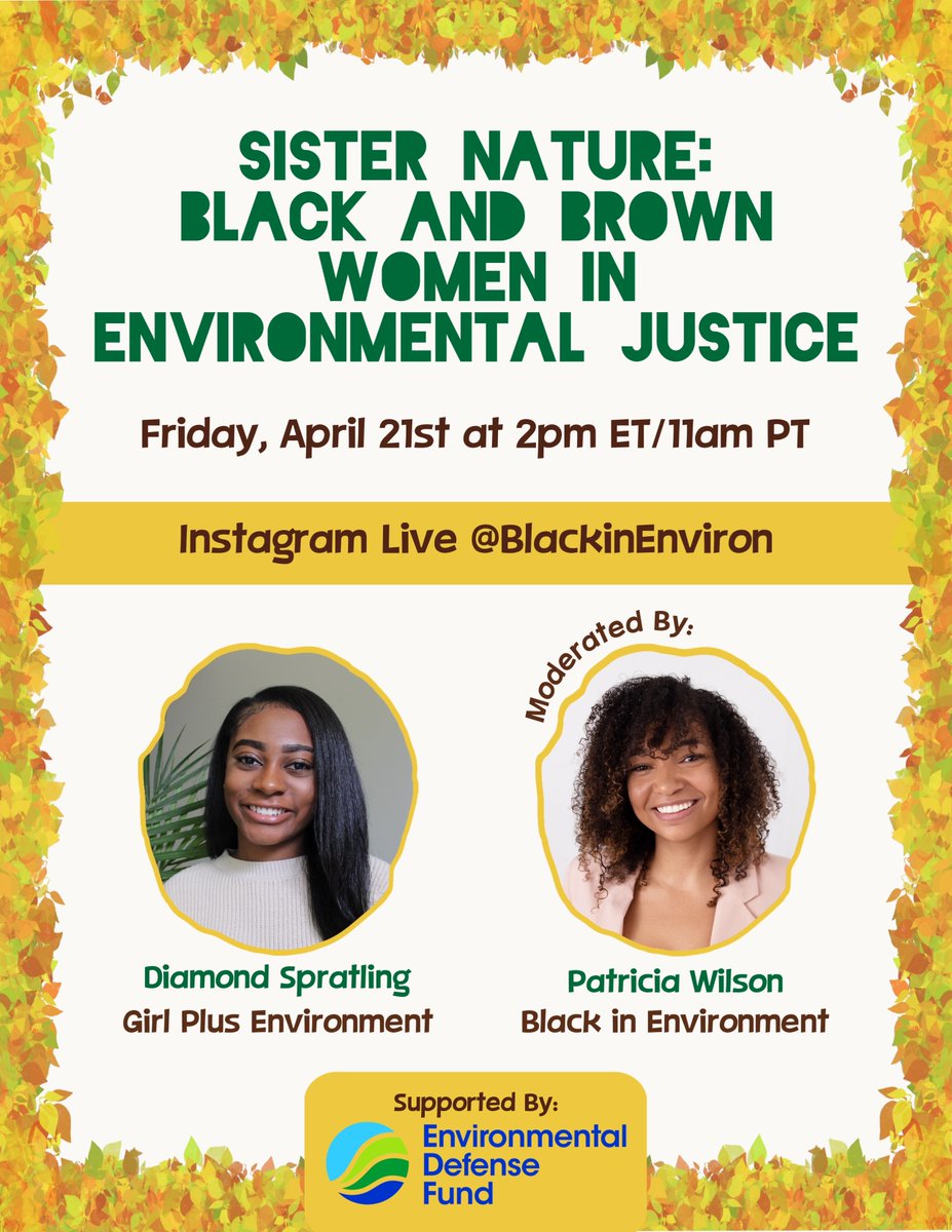 BlackInEnviron's tweet photo. Head over to our Instagram account @ 2PM EST for a conversation between @Diverse_NC and @girlenvironment! #BuildItBlack #TheWorldWeBuild #BlackInEnvironWeek https://t.co/vt3cuc6mAl