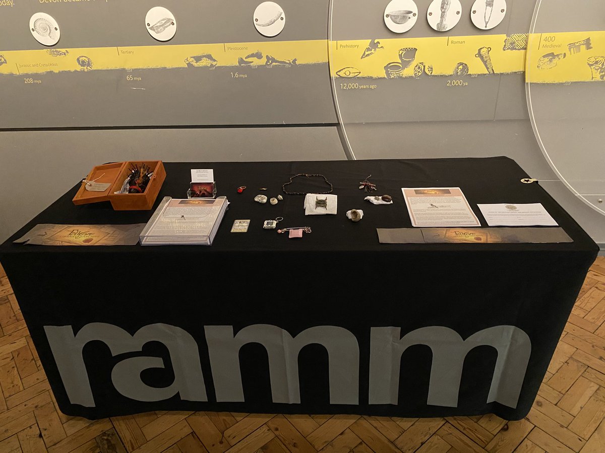 LibraryFolklore's tweet photo. Find us on the ground floor corridor at the @RAMMuseum in Exeter tonight for their #RAMMLates event with a selection of folk magic charms and protective items related to witchcraft https://t.co/J4W2V5pXGb
