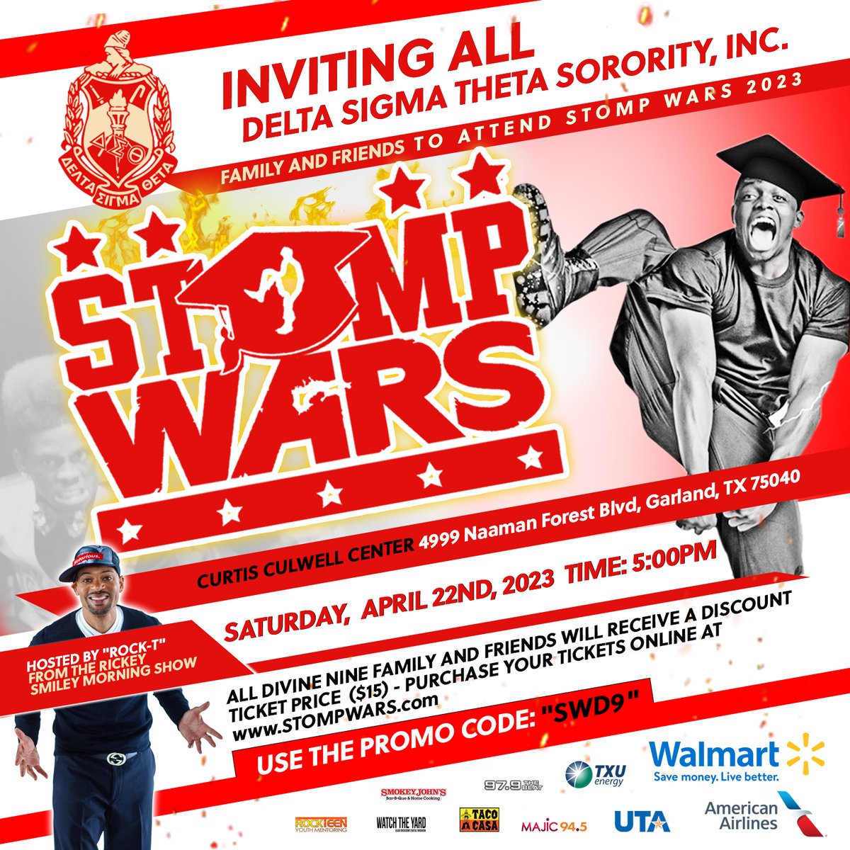 There's still time to get your tickets for Stomp Wars 2023! Get your tickets and join National President Elsie Cooke-Holmes, our D9 brothers and sisters, and Rock-T! For more information and to purchase tickets visit stompwars.com. Be sure to use code SWDELTA.

#DST1913