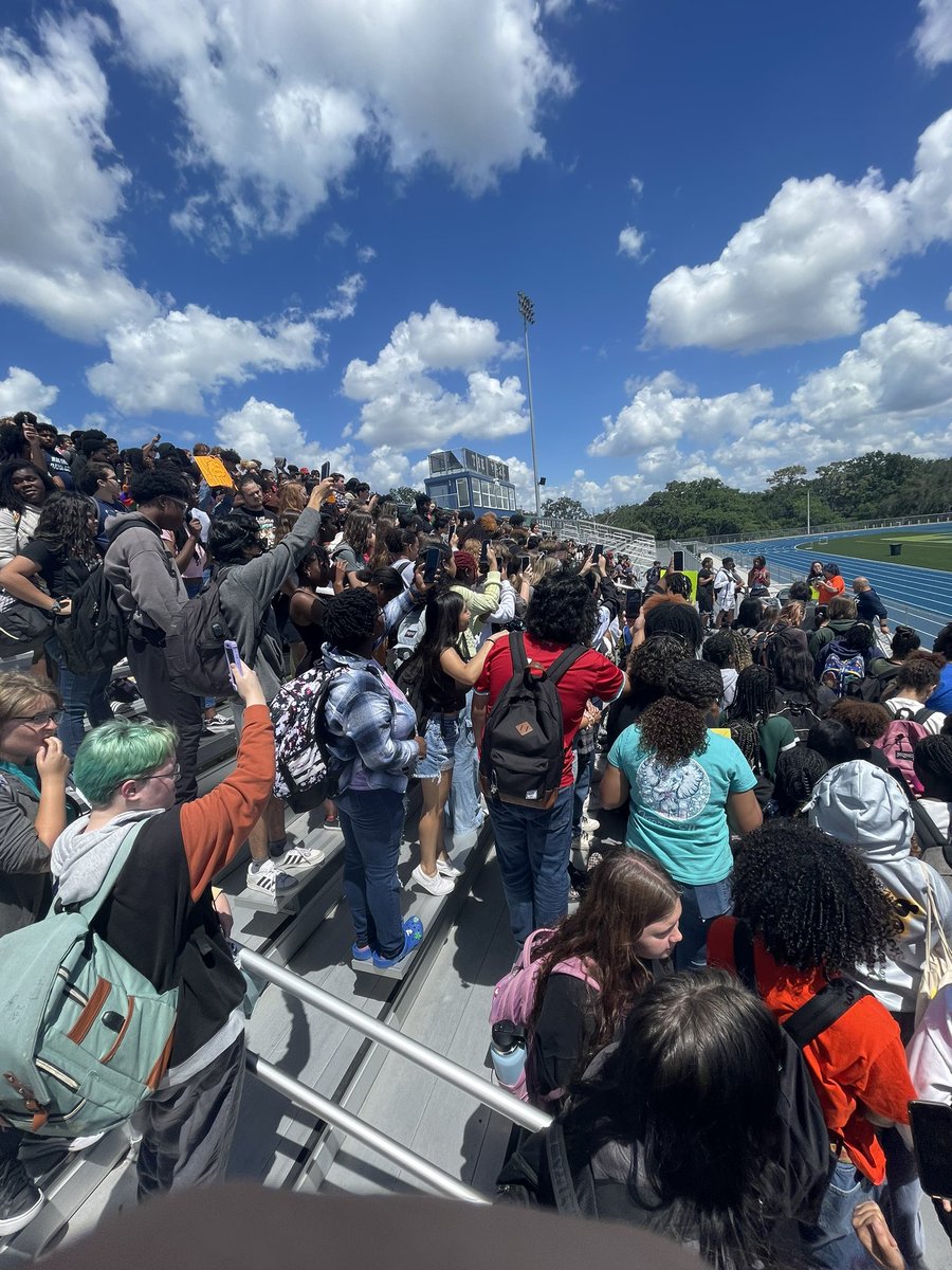 My kids and the students at their high school doing a walkout in protest of Florida trying to pass laws taking away student rights. Proud of these kids! #Florida #studentprotest