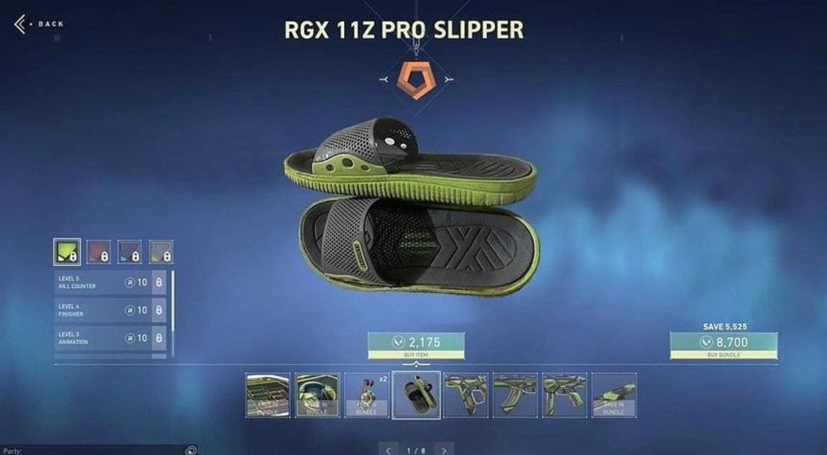 ValorantUpdated's tweet photo. New Skin: RGX 11Z Pro Slipper, made with the support of asian &amp; middle eastern moms

@memes.valorant Insta | #VALORANT https://t.co/lrJcJ7mAqi