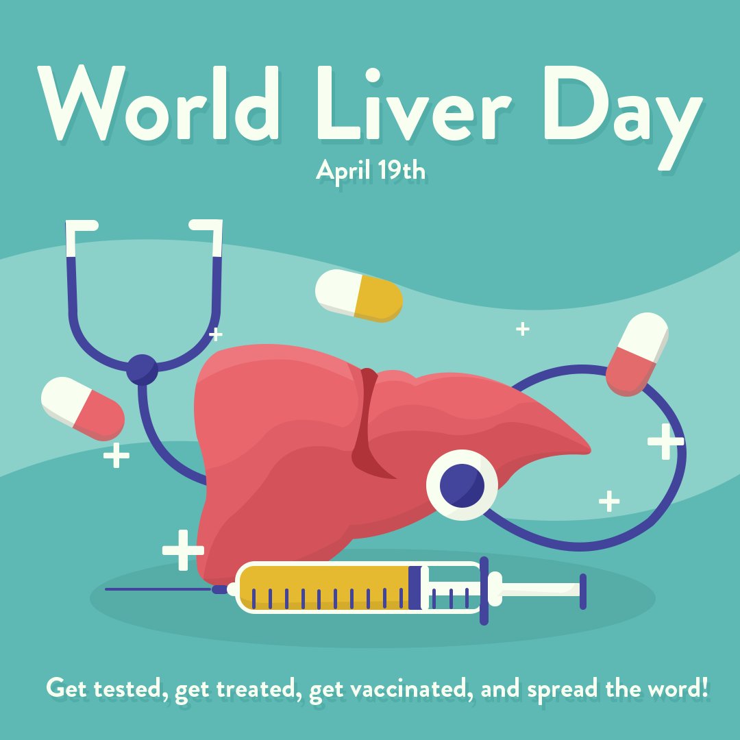 Did you know that April 19th is World Liver Day? 

Be sure to get tested, get treated, get vaccinated, and spread the world about liver health! Hepatitis is especially important to screen for. 

#worldliverday