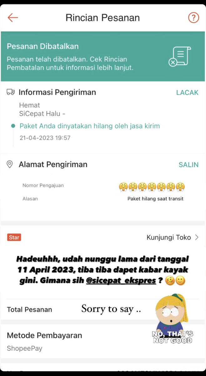 Vichachaa's tweet photo. Ga maksud untuk menjatuhkan, tapi kayak kesel aja gitu loh. Ini bukan barang kecil yang gampang keselip &amp; barangnya cukup besar + berat, masa hilang? Tolong lah lebih profesional lagi. Tadi mau CO ulang, eh barangnya udah sold. Kalo udah begini, gimana coba? 😤 https://t.co/zwoSukryzI