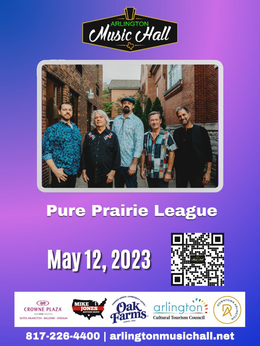 ArlMusicHall's tweet photo. Are you ready for some amazing music? Arlington Music Hall has some incredible shows lined up for you! Don't miss the chance to see Pure Prairie League, the legendary country rock band that gave us hits like "Amie" and "Let Me Love You Tonight". https://t.co/Sorcc8rd1L