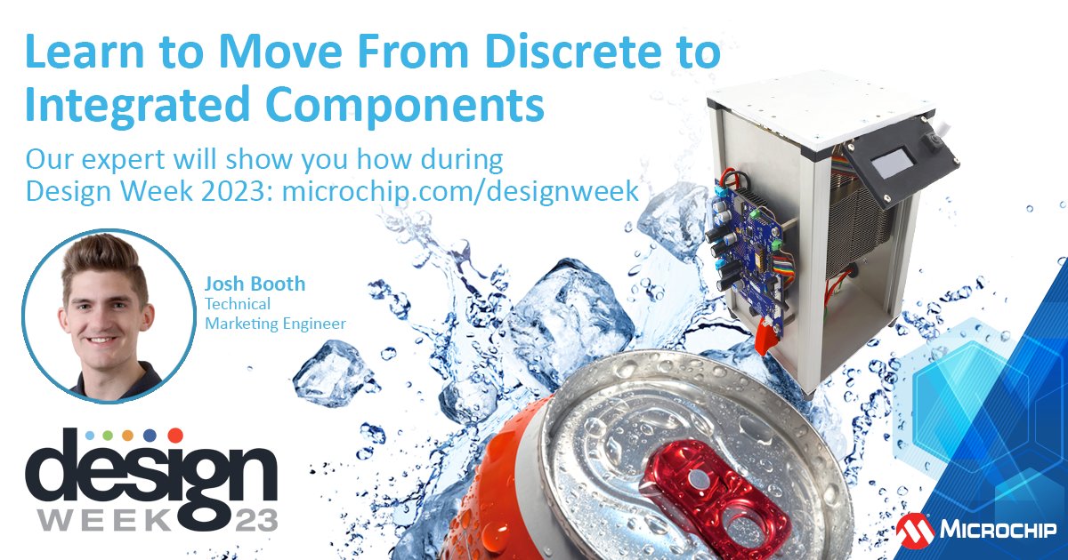 MicrochipTech's tweet photo. Learn how the Cold Plate demo keeps your drink cold using an 8-bit MCU and more than 20 Core Independent Peripherals (CIPs). Join our expert for Design Week 2023: https://t.co/TL8BxG1Pse. #designweek #embeddeddesign #technology #8bit #microcontrollers https://t.co/GFoZZaFRoF