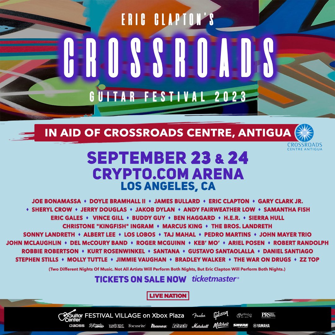 EricClapton's tweet image. Tickets are ON SALE NOW for Eric Clapton's Crossroads Guitar Festival 2023!

Tickets &amp;amp; Info ---&amp;gt; crossroadsguitarfestival.com
