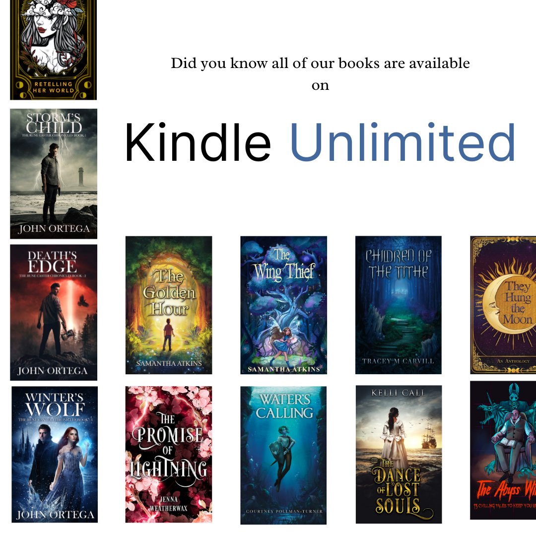 Wondering what to read next with your Kindle Unlimited subscription? Our entire catalog is available on KU, so whether you're fancying high fantasy romance, urban fantasy thrillers, or heartwarming reads suitable for all the family. Open your world to adventure.