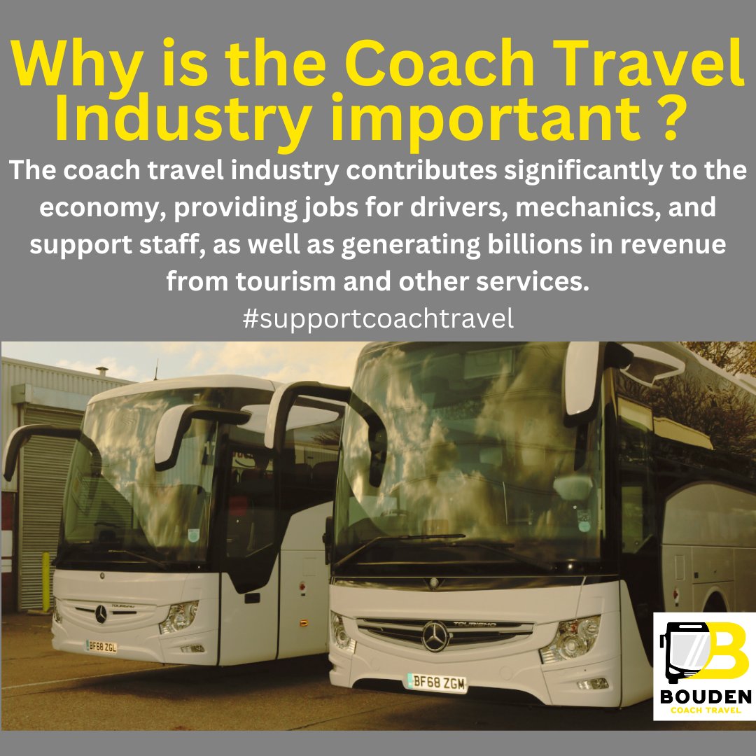 BoudenLtd's tweet photo. The coach travel industry contributes significantly to the economy, providing jobs for drivers, mechanics, and support staff, as well as generating billions in revenue from tourism and other services.
#supportcoachtravel #travelbycoach https://t.co/pvDjM1mueY