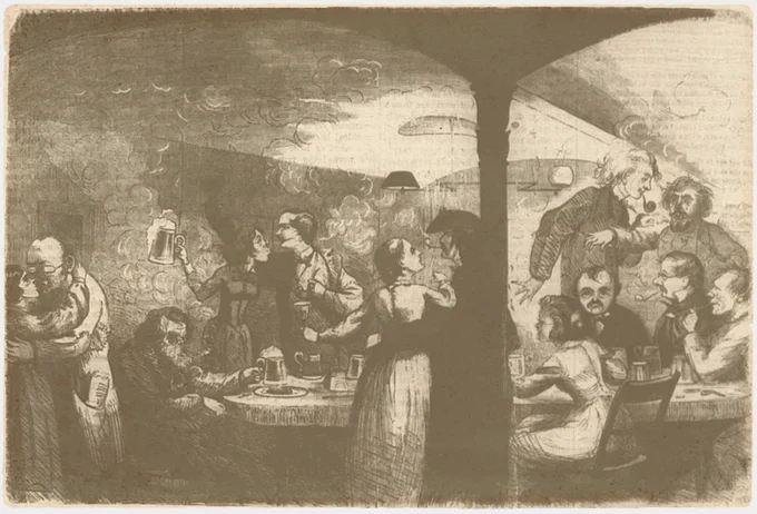 Walt Whitman memorialized "The vault at Pfaffs where the drinkers and laughers meet to eat and drink and carouse" in an unfinished poem from the early 1860s.
Under the low-hanging ceiling of Charles Pfaff's Manhattan beer cellar, Whitman drew inspiration from what one contemporary called "the trysting-place of the most careless, witty, and jovial spirits of New York,—journalists, artists, and poets."
The Vault at Pfaff's recaptures the spirit of Whitman's antebellum "trysting-place" by bringing together the art and literature of the United States' first self-described bohemians, including digital editions of the three periodicals many of them regularly contributed to: The New York Saturday Press, Vanity Fair, and The New York Leader.