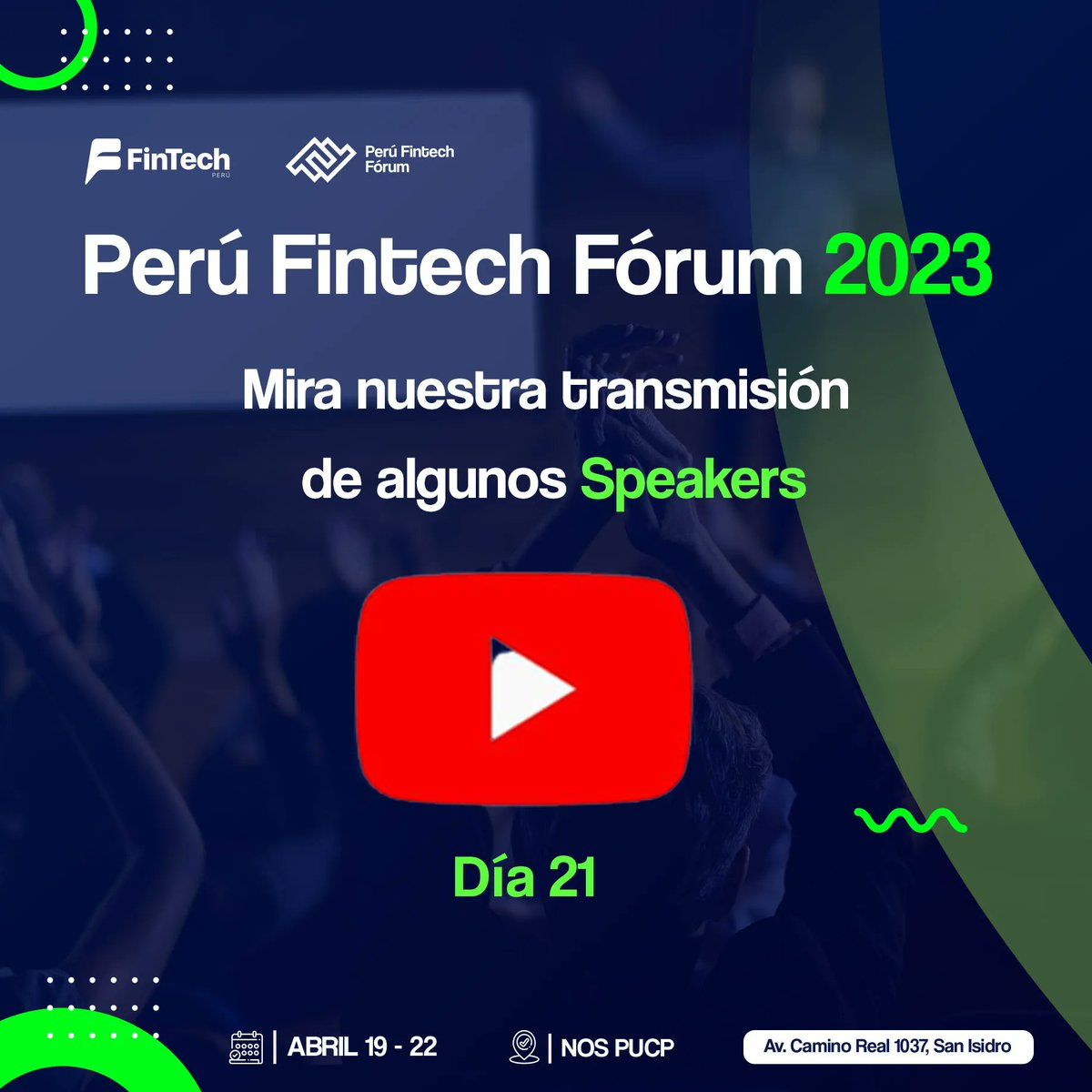 Es hora de enfrentar tus ideas y conectar 💫 con líderes del ecosistema Fintech de la región. ¡No te la pierdas!

Los ponentes de Perú Fintech Fórum se toman Perú este 19, 20, 21 y 22 de Abril de 2023⚡

#fintechparatodos #pff2023