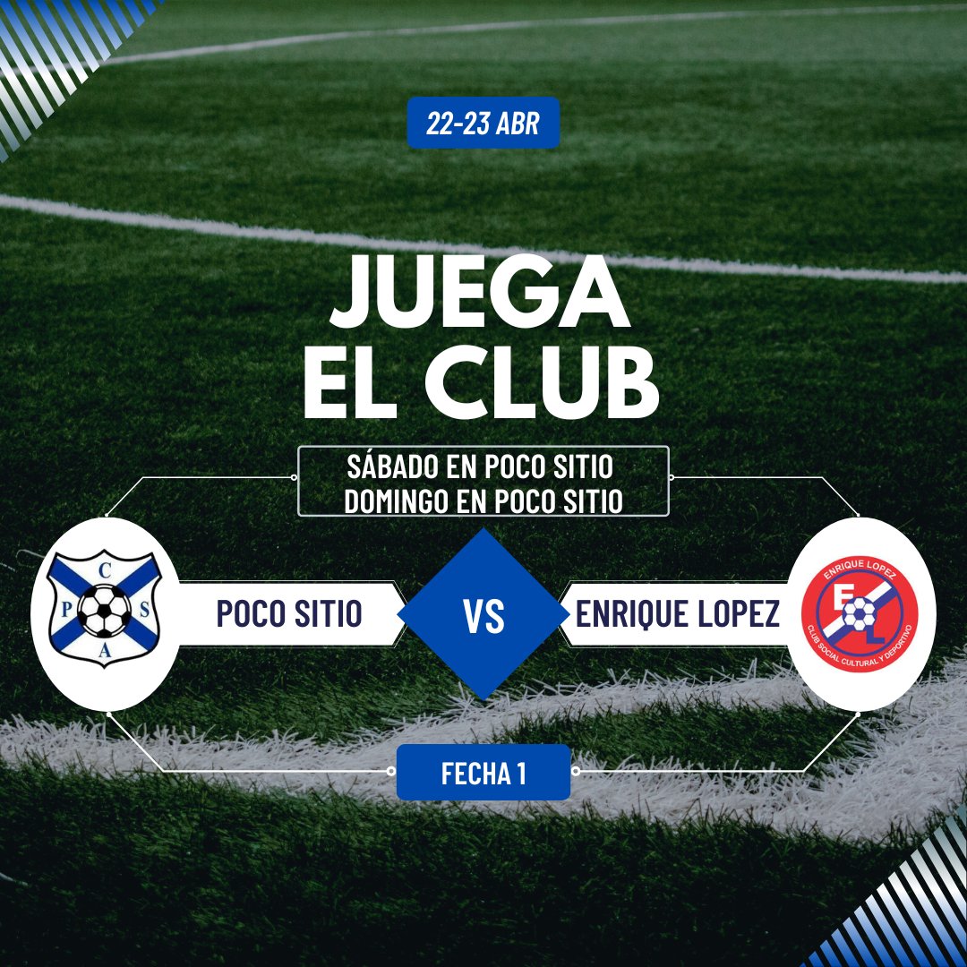 🏆 𝙏𝙤𝙧𝙣𝙚𝙤 𝘼𝙋𝙀𝙍𝙏𝙐𝙍𝘼 2023

📌 1ra. Fecha
🏟 Poco Sitio (Sábado y Domingo)
🕔 14 Horas

Club Atlético Poco Sitio vs. Enrique López

SABADO 22 DE ABRIL (En Poco Sitio)
2016 / 2015 / 2014 / 2013 

DOMINGO 23 DE ABRIL (En Poco Sitio)
2012 / 2017 / 2010 / 2011