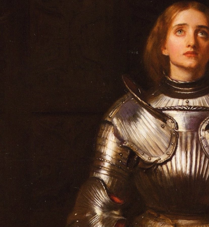tercemusic's tweet photo. I really like Joan of Arc because she stood up as a defender, claiming to be led by God’s wisdom. Regardless of circumstances, she was someone who stood up for what she believed in a difficult and dangerous time. - Lilly
(Painting by John Everett Millais) https://t.co/8JILixzath