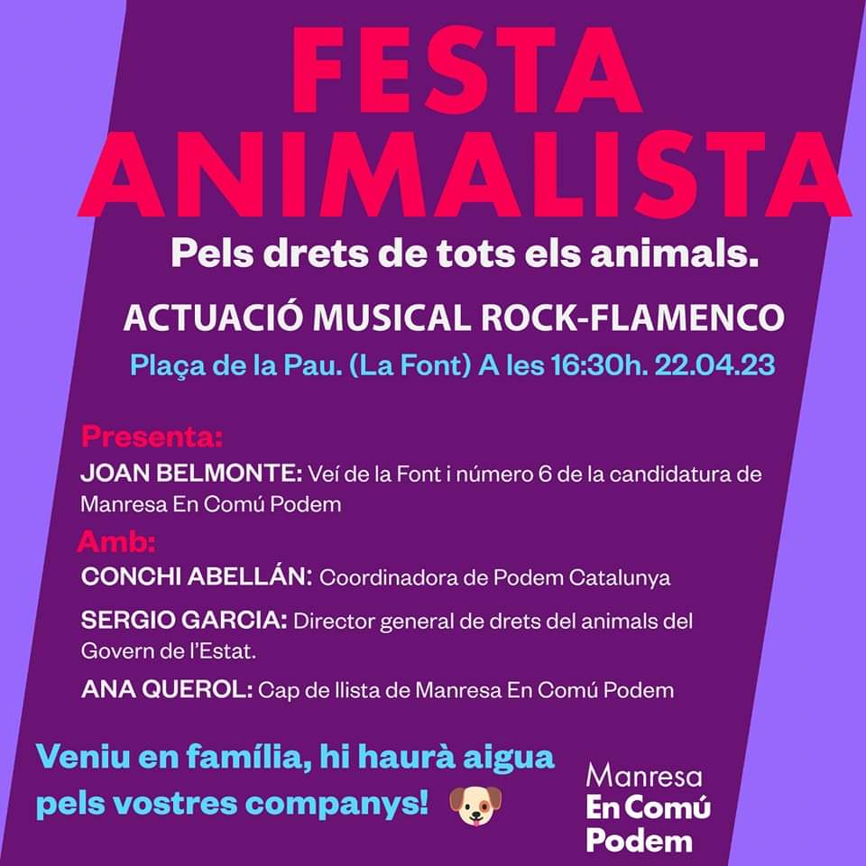ConchiAbellan_'s tweet photo. Nos vemos mañana en #santceloni en la presentación de nuestro Candidato a la alcaldía Marc Giralt por Sant Celoni En Comú Podem.

Más tarde en la fiesta animalista en #Manresa con los y las compañeras de Manresa En Comú Podem y @SergioGaTorres para hablar de los derechos de los animales.

Y para acabar, presentación del libro "Trenqueu en cas d'emergencia" de @CarlaVall con la compañera @IreneMontero

Día intenso💜✊