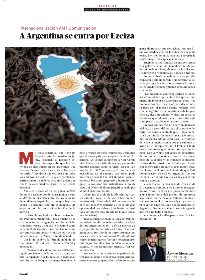 amontoliu's tweet photo. Hace ya casi un mes que volvimos de Argentina pero ‘seguimos’ todavía allí. Llamadas diarias. Presentaciones de proyectos. Reuniones para compartir insights…
@amtcomunicacion es ya una realidad en Argentina. La internacionalización es albiceleste.
#Transcomunicacion https://t.co/29rLXev2kc