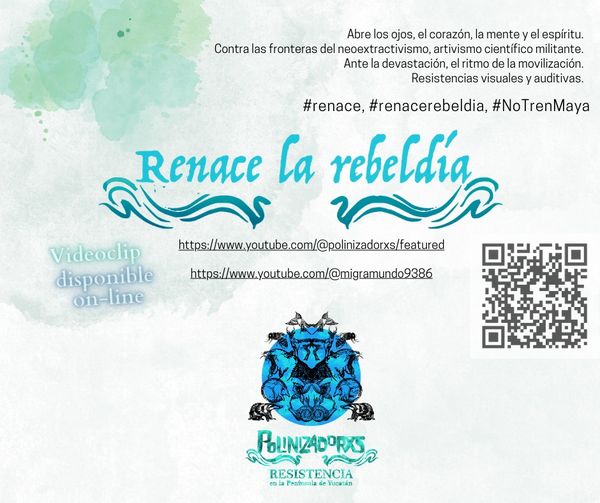 revistacomun's tweet photo. Hoy, a las 14 hrs, se estrena "Renace la rebeledía". Creación de @MigraMundo, #FenomenaProjekt y Pedro Uc, sobre la defensa del territorio frente al tren mal llamado Maya. 
Súmate a polinizar y comparte el video: https://t.co/swroGRe878
#renace #renacerebeldía #NoTrenMaya https://t.co/KovILxTPJb