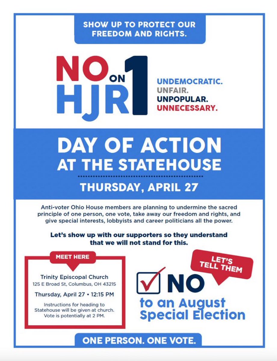 Join us this Thursday to urge our Ohio lawmakers to vote #NoOnHJR1