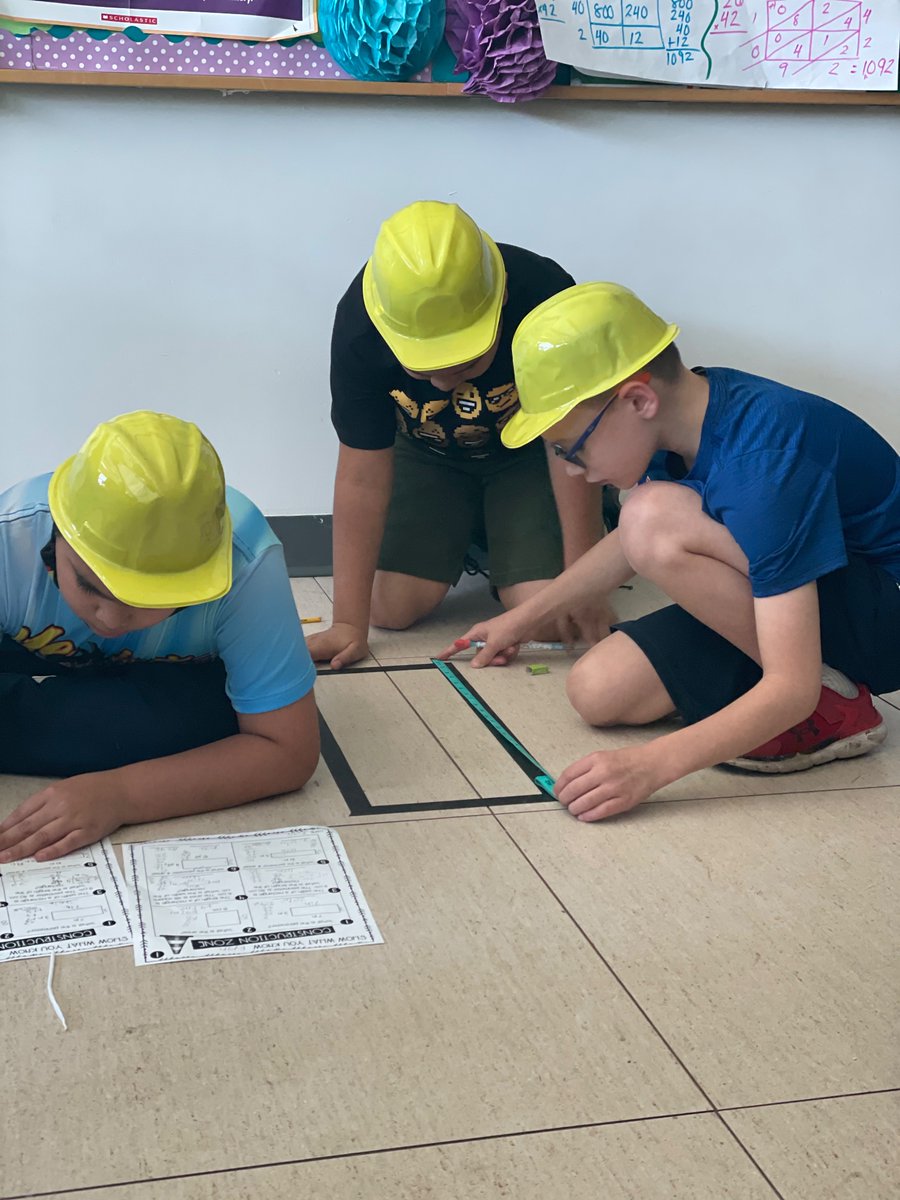 Caution: Construction Zone! These mathematicians worked so hard measuring around the construction zone and finding the area and perimeter of rectangles!