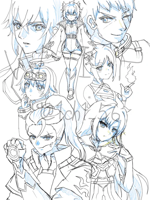 WIPよくある構図とはいえ先人の絵と似通っちゃいました。仕方ない。Coincidentally, the composition become quite similar to the picture drawn by one user, but I'll continue as is. This is a common composition, so that's just the way it is.#ゼノブレイド3 #新たなる未来 