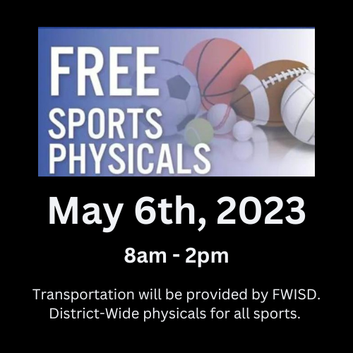 ALL ATHLETES for ALL SPORTS in FWISD FREE PHYSICALS on May 6th, 2023 @SportsEhhs @McClungFWISD @FWISDAthletics @EasternHillsHS @DA_thegreat @CoachJames__ @Coach_Orsagh