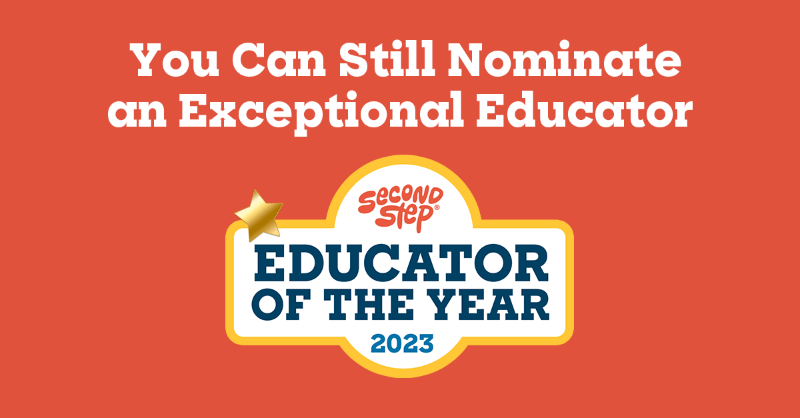 2ndStepProgram's tweet photo. Nominations close for the #SecondStep Educator of the Year awards on May 12! 
We’re celebrating the work of educators who are making a difference in kids’ lives with Second Step programs. 
Winners will each receive a $500 honorarium and recognition in a showcase event. 
#SEL