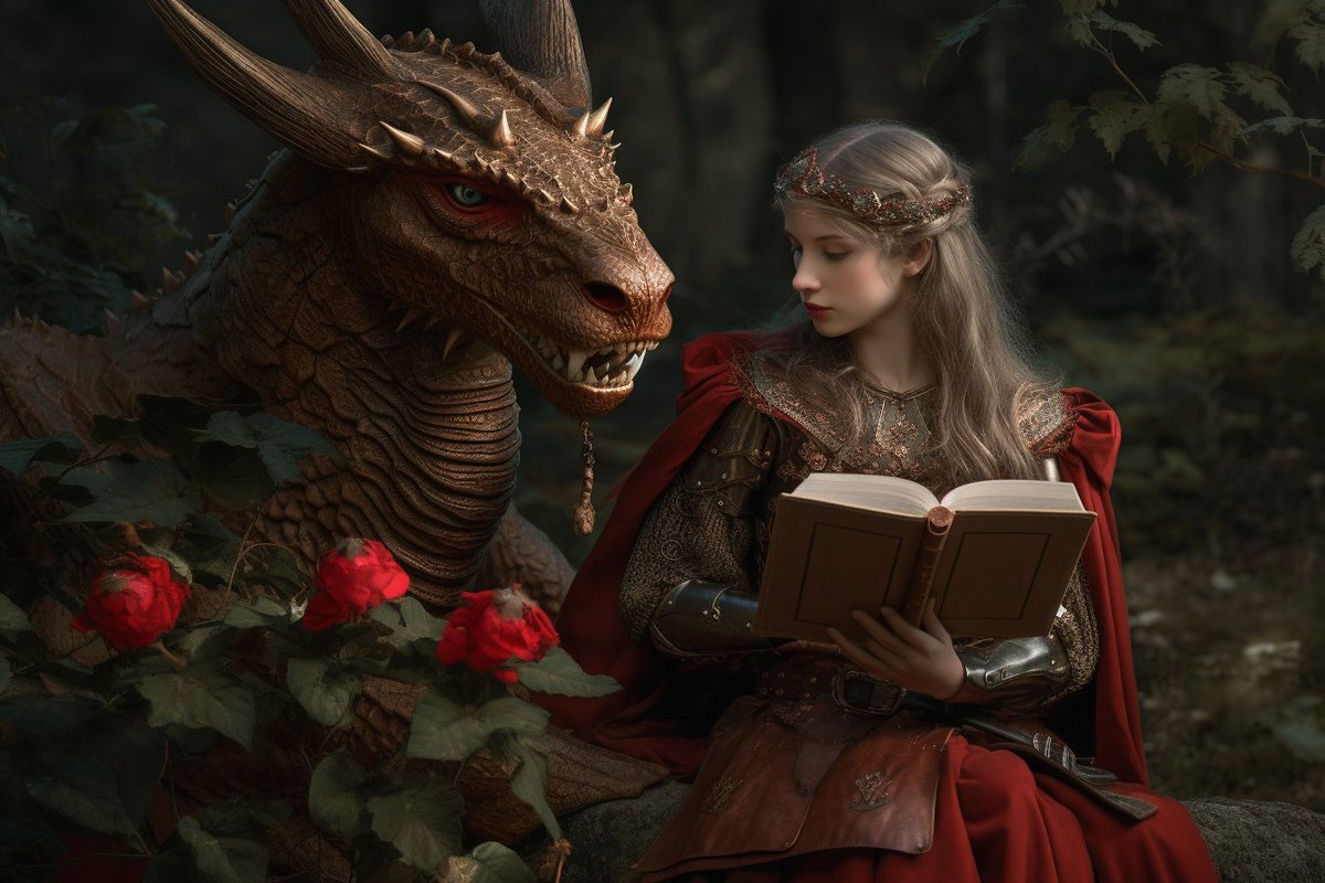 eduardm's tweet photo. La temptació era gran. Anem a jugar amb la IA i l'imaginari de #SantJordi. Obro fil amb imatges generades amb @midjourney. #AIart #IA #SantJordi2023 (1/7) https://t.co/naibDn0ESU