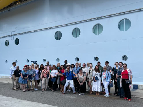 HelmsBriscoe's tweet photo. Our HB Cruises crew hosted an exciting lunch and learn event for our Florida team aboard @RoyalCaribbean Cruise Line's largest cruise ship in the world, Wonder of the Seas! If you're curious about holding your next meeting or event aboard a cruise ship, our team can help! #WhyHB https://t.co/P5Gdv8nmCO