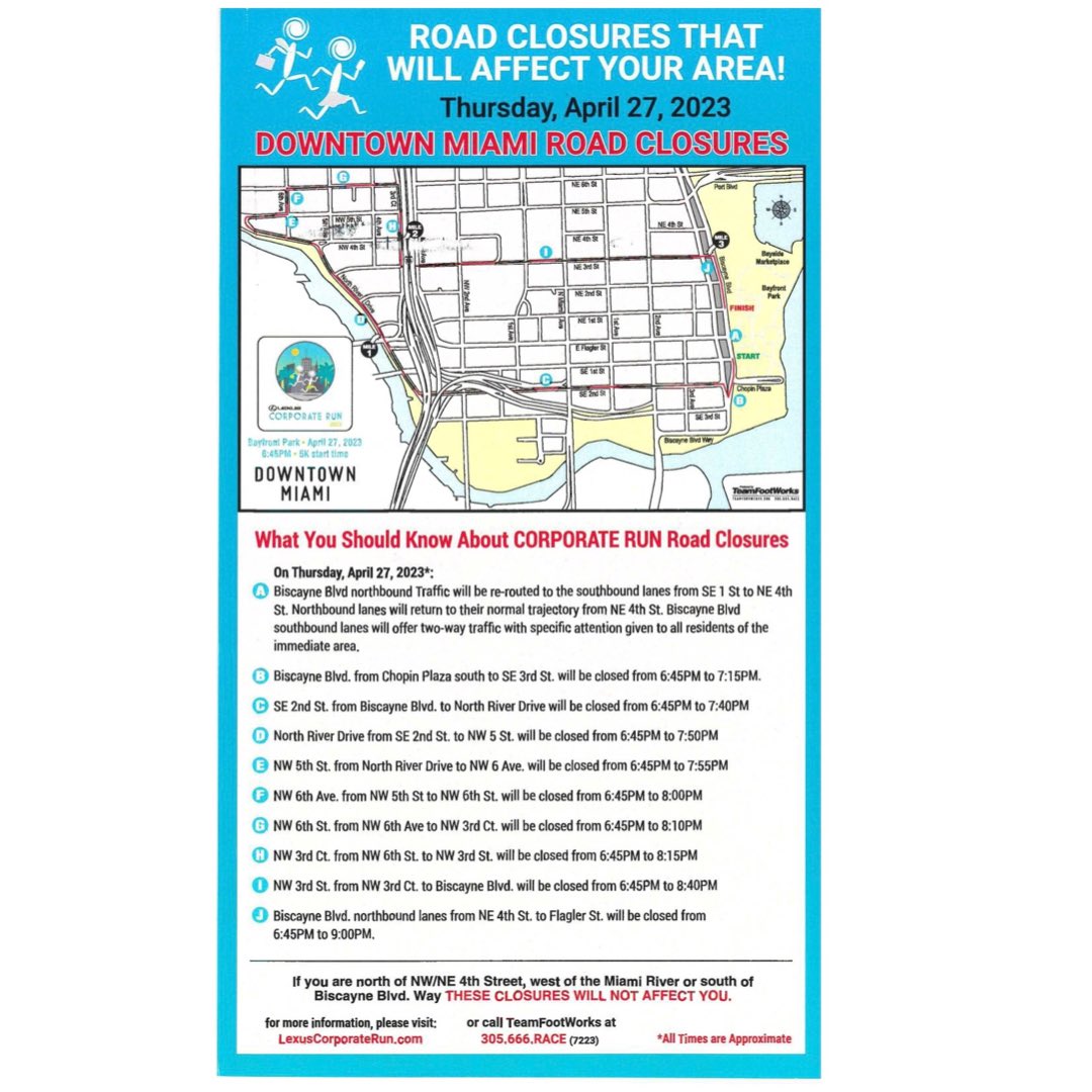 BayfrontParkMIA's tweet photo. Join your team at the @lexuscorporaterun 5K race! Promote physical activity and bond with colleagues outside the office. Don't miss the chance to strengthen relationships and have fun while planning your route using the event map!
#LexusCorporateRun #EventMap #PlanYourRoute https://t.co/x7mWcNBegh