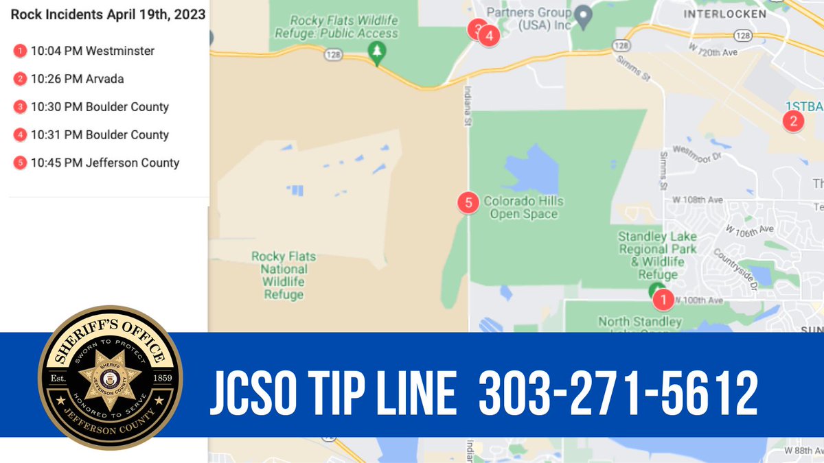 jeffcosheriffco's tweet photo. #Tesla owners in #Jeffco - We need your help! Bc your cars constantly records activity while driving, pls check your system for footage that may be evidence of the #rockthrowing crime spree and death of Alexa Bartell. Details: https://t.co/pkyRfZ57Xt 
MAP https://t.co/jqNqFKQBt9 https://t.co/ANsUoQksAX