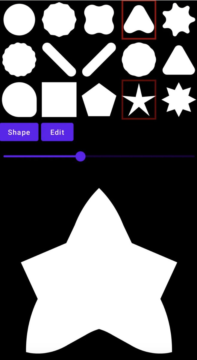 AndroidDev's tweet photo. Automatically animate between complex shapes 🔺 → ⭐

Learn how to use the new AndroidX graphics-shapes library to easily morph between rounded polygonal shapes. Get the steps here 👉 https://t.co/IfKKfI5KKn https://t.co/nOtqR327Lt