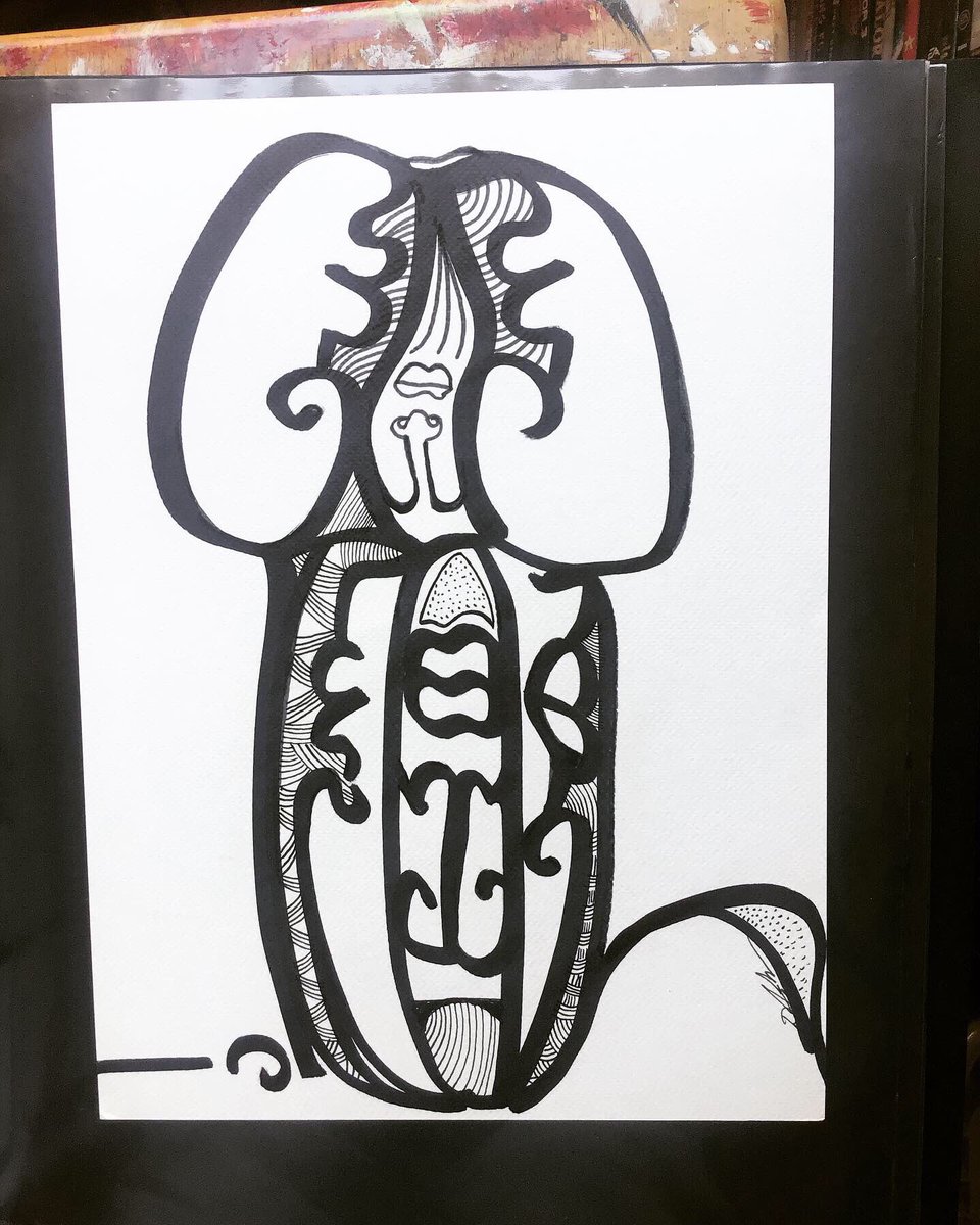 DArscorpius's tweet photo. It’s FRIDAY AND ITS HOT!
Hot enough to whip this 11”x15” out. It hangs how you like it. All Sharpie there. Uncut and Unfiltered.
Original Art by Darscorpius. #art #faces #biglips #sharpieartist #originalart #forartsake #originalartwork #abstractart #phallicart #peopleart https://t.co/nOeA3vVf2e