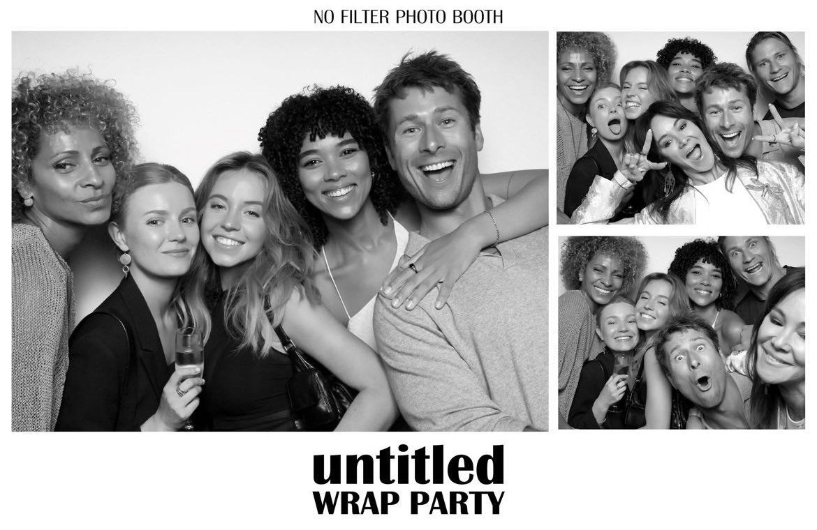 FilmUpdates's tweet photo. Sydney Sweeney, Glen Powell, Alexandra Shipp, Darren Barnet, Michelle Hurd, Hadley Robinson and director Will Gluck at the wrap party for their upcoming untitled rom-com https://t.co/Bh0lE4wEX1