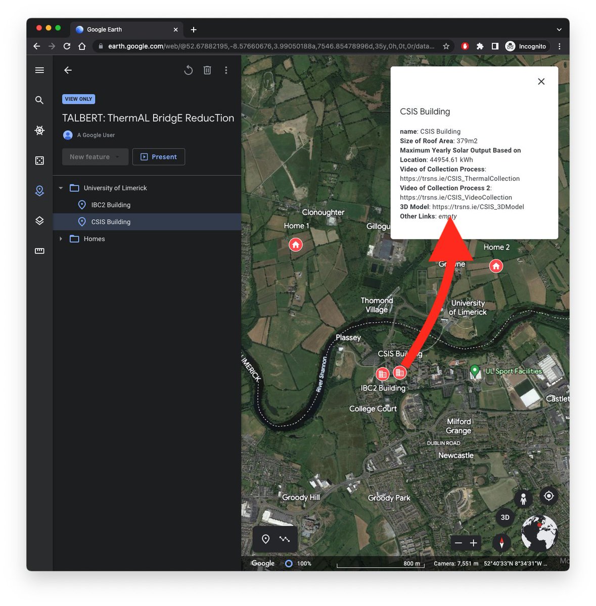 TALBERT_UL's tweet photo. Check out our where we publish all of our data. We have added a custom layer to Google Maps which links all relevant data, including roof area and maximum yearly solar output. We even provide links to raw videos and photos used for calculation purposes. #ULsustainabilitychallenge https://t.co/uiTlYZEGVY