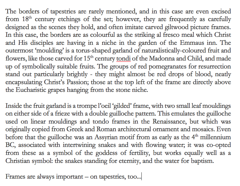TheFrameBlogX's tweet image. Here is the Supper at Emmaus – one of a set of 12 tapestries on the Life of Christ, woven from 1523-31 in the Brussels workshop of Pieter van Aelst from designs by Raphael’s assistants.
theframeblog.com/2021/02/25/the… and
theframeblog.com/2020/11/19/fru…
#TheFrameBlog #Tapestry #TapestryBorders